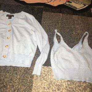 2 Peice Set Knit crop top and button up sweater Size Small